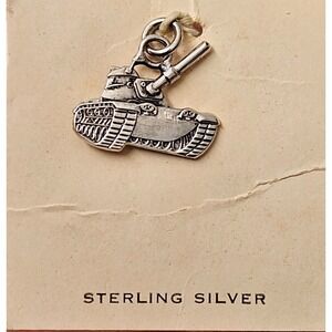 Detailed Vintage Sterling Silver Military Tank Charm or Pendant